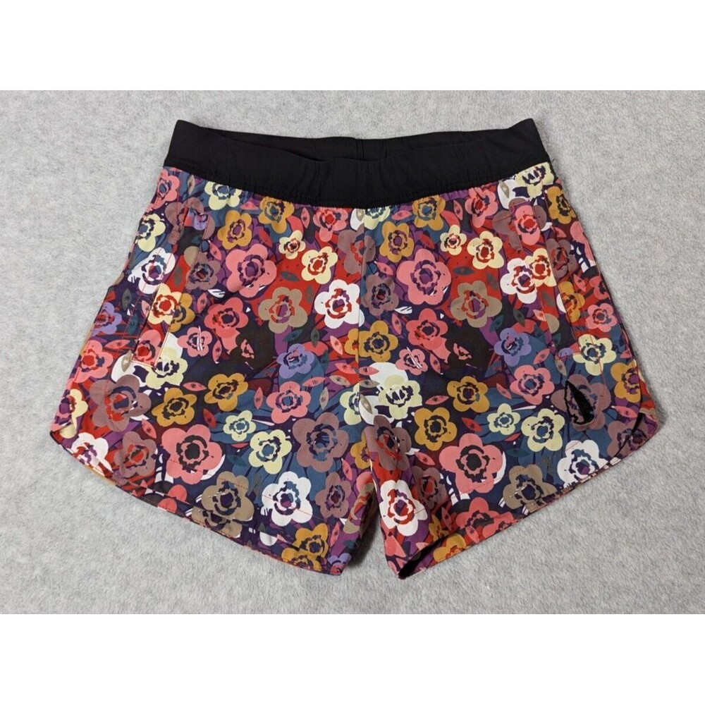 Floral Multicolor Athletic Shorts with Black Waistband